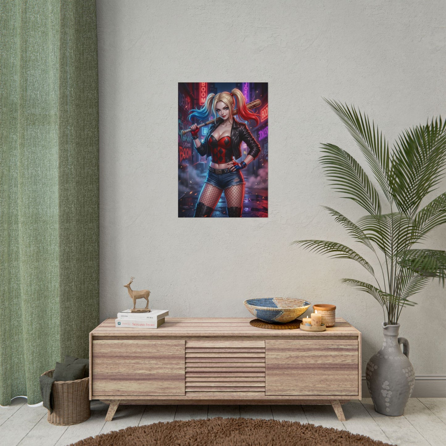 Harley Quinn DC Comics Poster Joker Girl Wall Art Crazy Clown Woman Print Comic Character Gaming Room Decor Gift