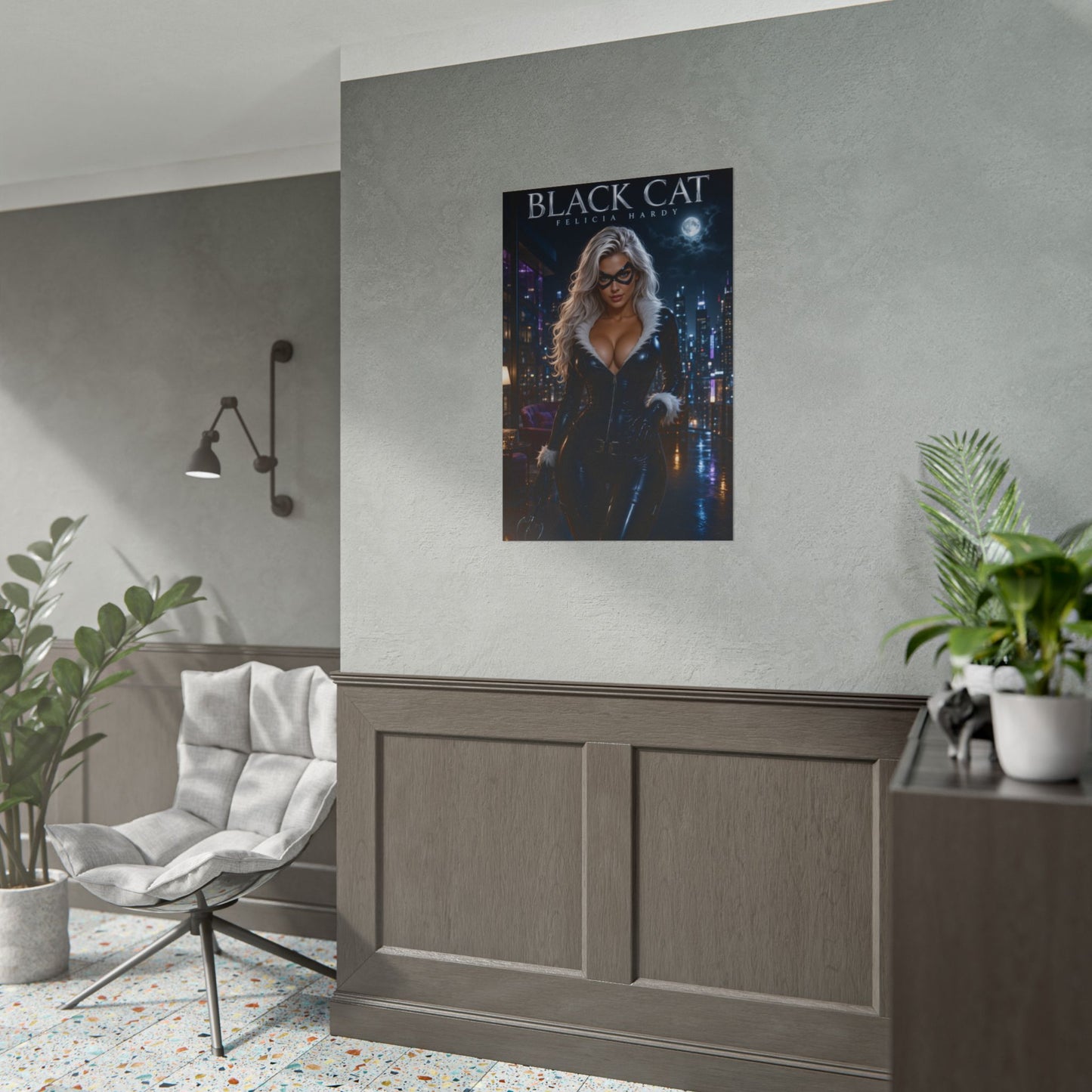 Black Cat Poster, Marvel Comics Wall Art, Superhero Print, Gamer Decor