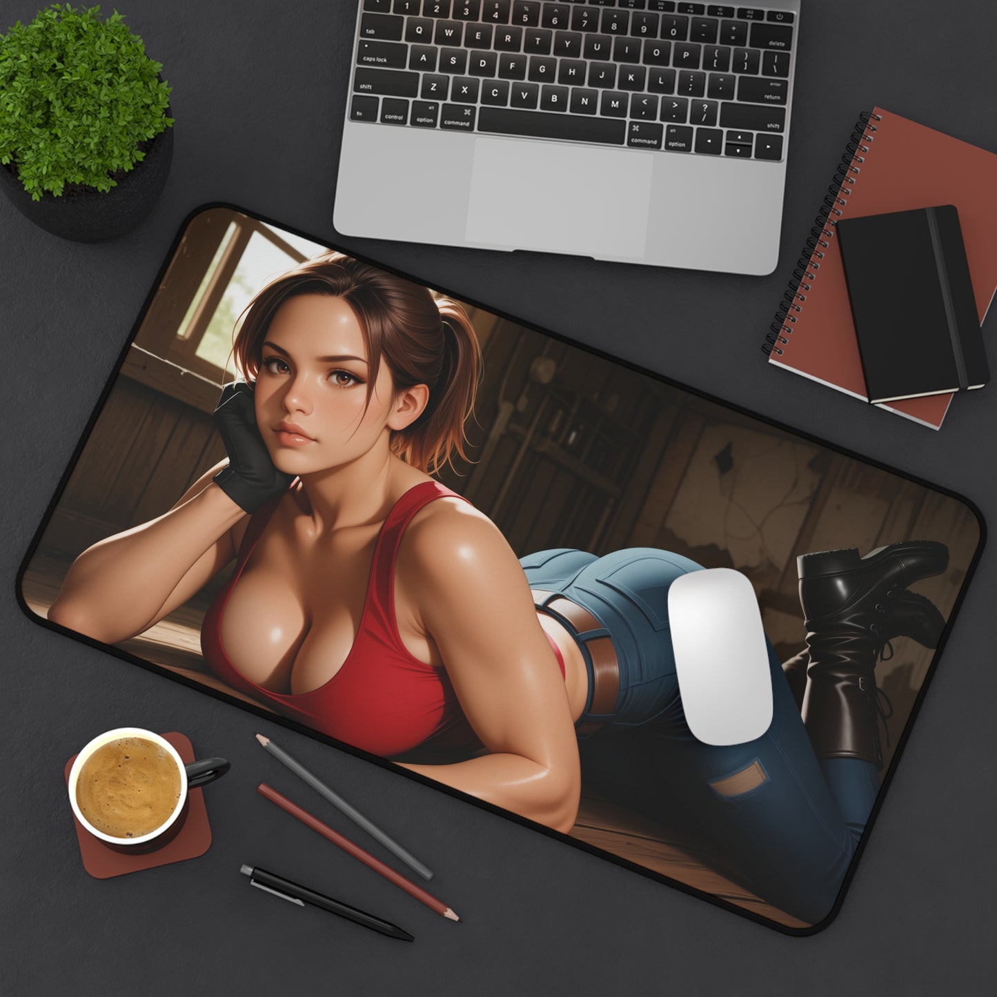 Claire Redfield Schreibtischunterlage, Mauspad für Survival-Game-Heldin, Gaming-Schreibtisch-Setup