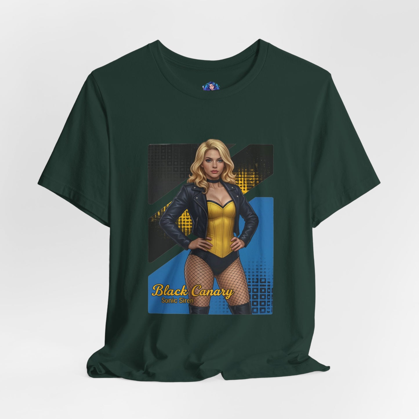 Black Canary T-Shirt | DC Comics Anime Tee for Gamers & Hero Fans - anime-style Black Canary on Bella Canvas 3001 unisex tee