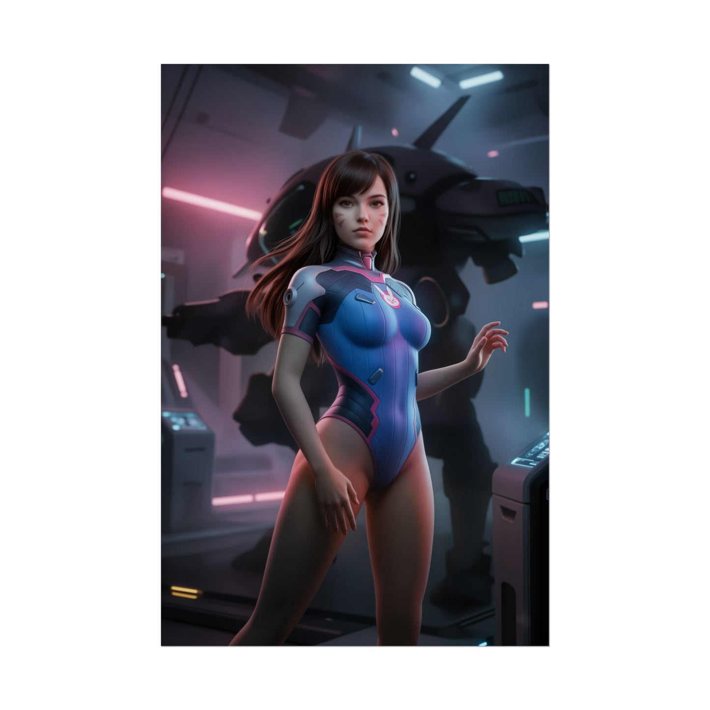D.Va Poster Overwatch Mech Room Wandkunst Druck Gaming Deko