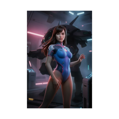 D.Va Poster Overwatch Mech Room Wandkunst Druck Gaming Deko