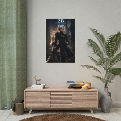 2B Nier Automata Poster, Gaming Wall Art, Sci Fi Print, Gamer Decor