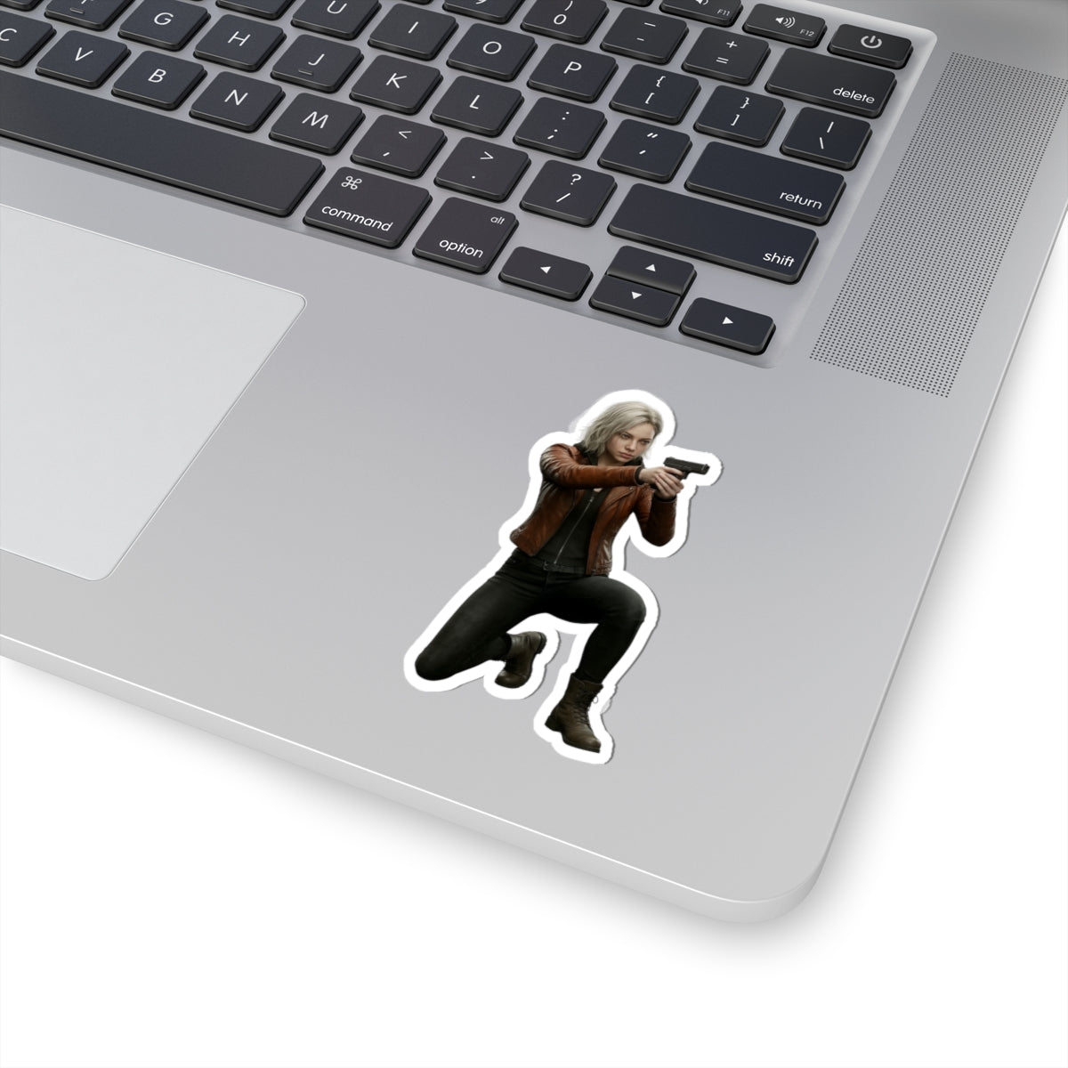 Grace Ashcroft Sticker, Resident Evil Sticker, Gaming Room Decor, Gamer Gift - glossy vinyl character decal on laptop