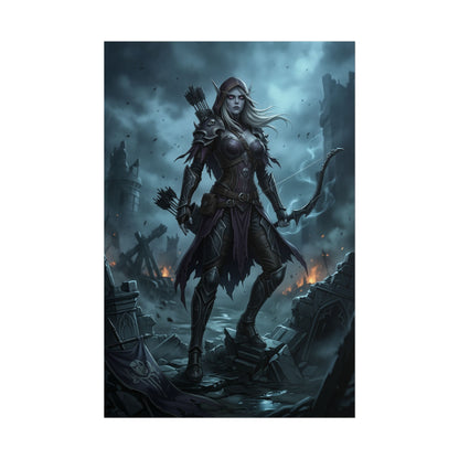 Sylvanas Windrunner Warcraft Poster Dark Fantasy Elf Wall Art Archer Woman Print Game Character Decor Gamer Room Gift
