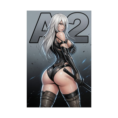 A2 Nier Automata Art Print, Sci Fi Action Poster, Android Warrior Girl Wall Decor, Gaming Room Art, Gamer Gift
