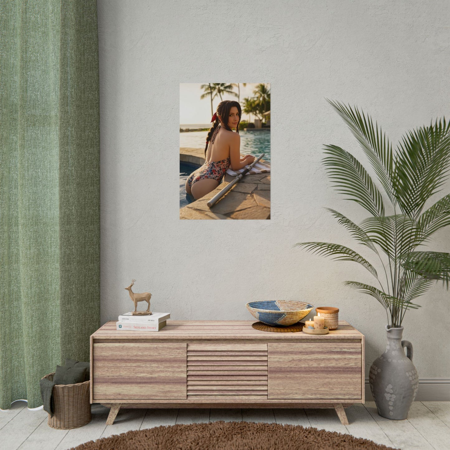 Aerith Final Fantasy Poster – Iconic RPG Heroine Wall Art Decor showcasing graceful heroine portrait in high-resolution poster for gaming room decor