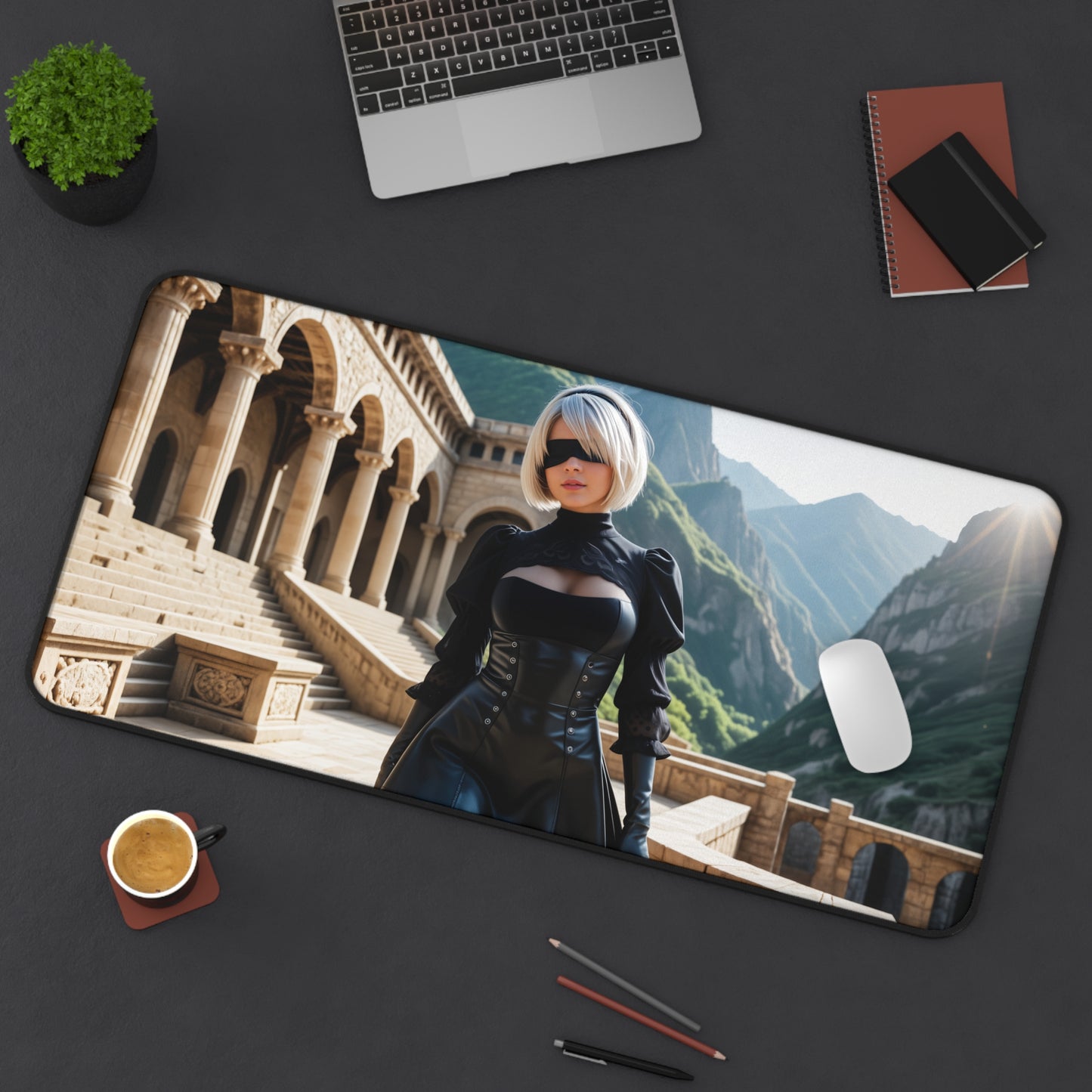 Gaming-Mauspad – 2B Schreibtischunterlage, Nier Automata Heldin, Sci-Fi Gaming-Setup
