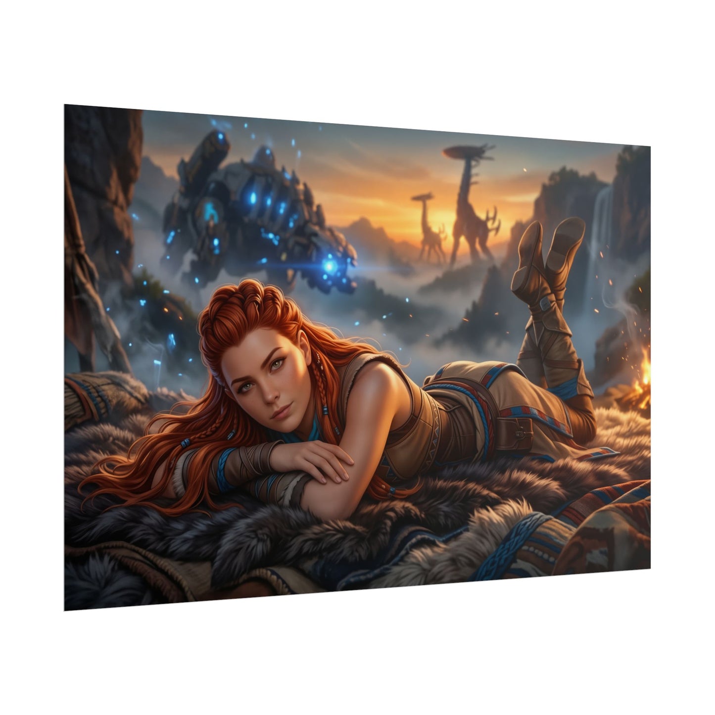 Aloy Horizon Poster, Gaming Wall Art, Fantasy Game Print Decor