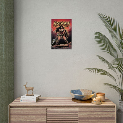 Artemis Poster / Artemis Wall Art / Artemis Art Print / DC Comics Poster of fierce warrior Artemis with shield and spear in dramatic ancient backdrop