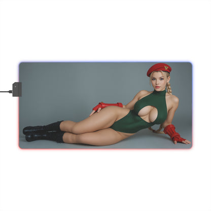 Білий килимок для столу Cammy – світлодіодний RGB-підсвітлювальний килимок, ігровий комплект для дівчат з аніме Waifu