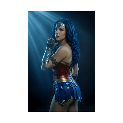 Wonder Woman Poster – Iconic Warrior Heroine Wall Art for Gamer Decor, high-res Wonder Woman portrait poster for gaming room