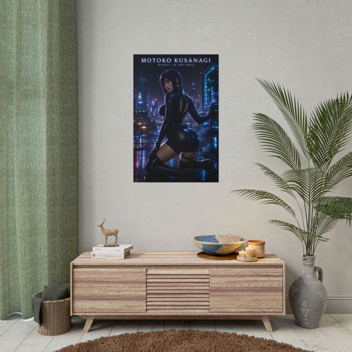Motoko Kusanagi Poster, Ghost in the Shell Wall Art, Cyberpunk Print