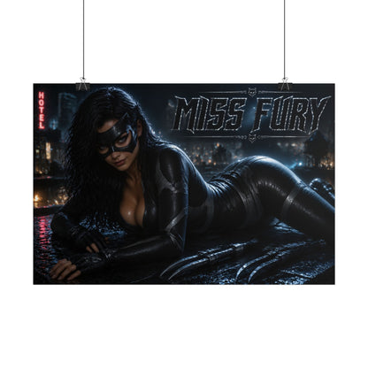 Comic Wall Art Miss Fury Poster Heroine Room Decor Collectible Character Print