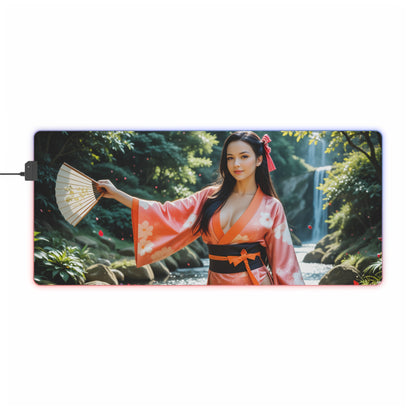 Nezuko Kamado Schreibtischunterlage – LED RGB Pad, Waifu Anime Girl Gaming Setup