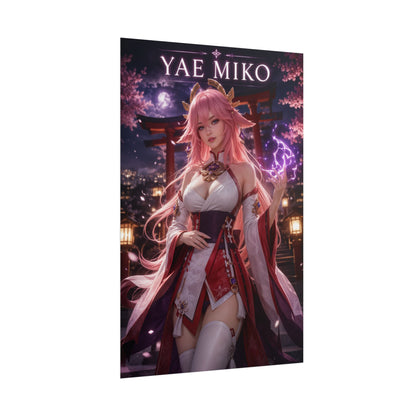 Yae Miko Poster, Genshin Impact Wall Art, Anime Print, Gamer Decor