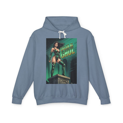 Talia al Ghul Hoodie | DC Villain Hoodie | League of Assassins Pullover featuring regal Talia graphic on blue lightweight cotton pullover