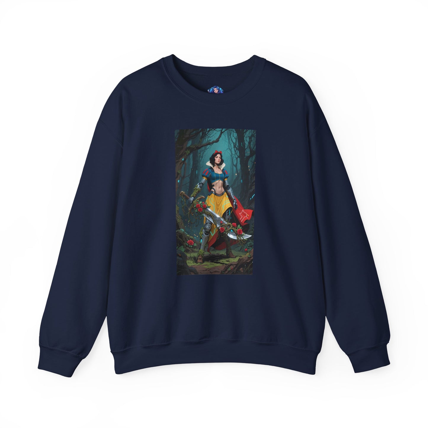 Cyber Snow White Sweatshirt, Futuristic Fairy Tale Crewneck, Stylish Gaming Streetwear for Fans