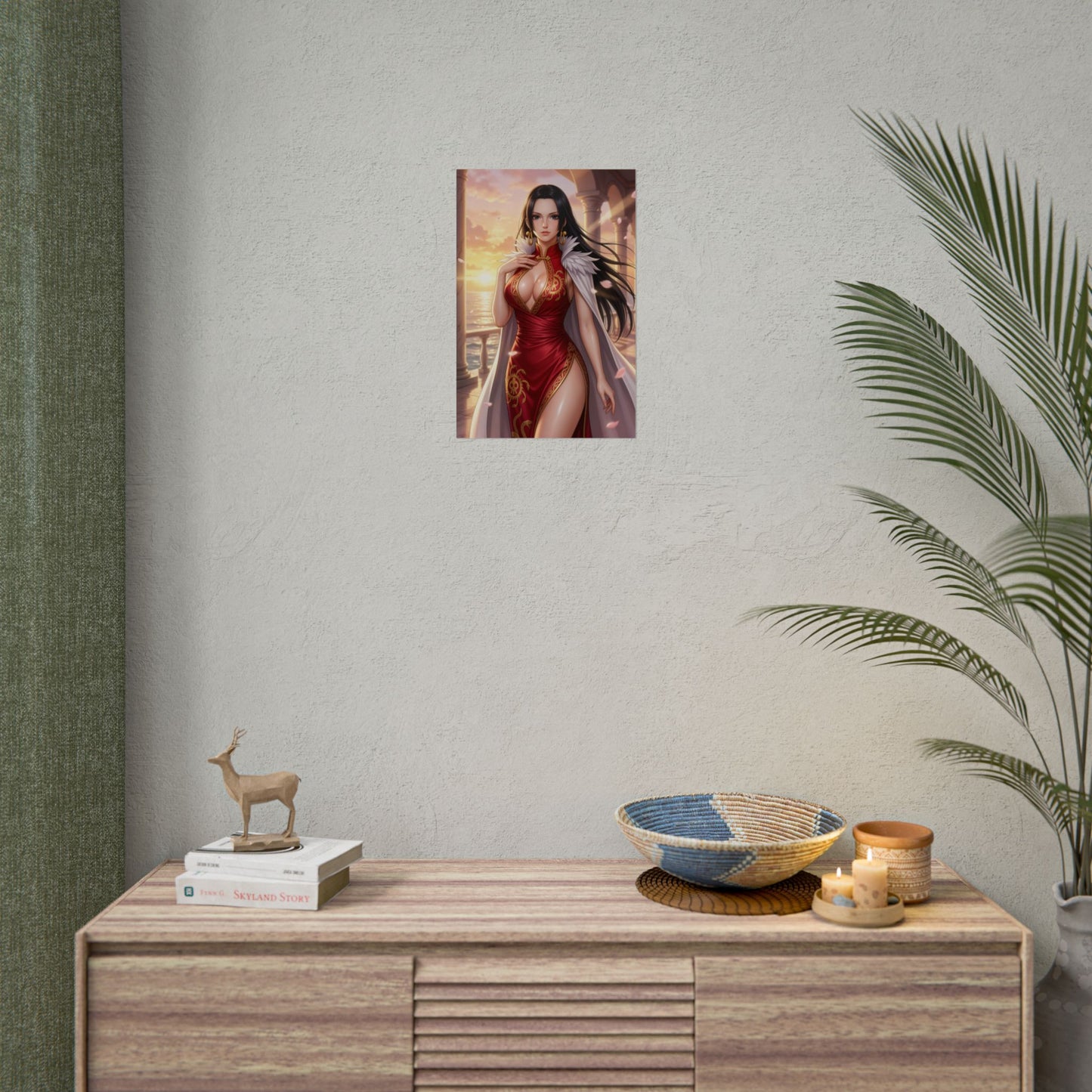 Boa Hancock One Piece Poster Anime Pirate Empress Woman Wall Art Black Hair Girl Print Fantasy Character Gaming Room Decor Gift