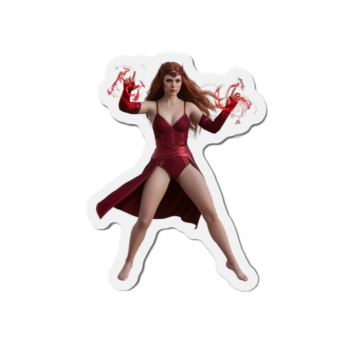 Scarlet Witch Magnet – Marvel Heroine Fridge Magnet, Anime Style Decor: die-cut vinyl anime-style Scarlet Witch fridge magnet