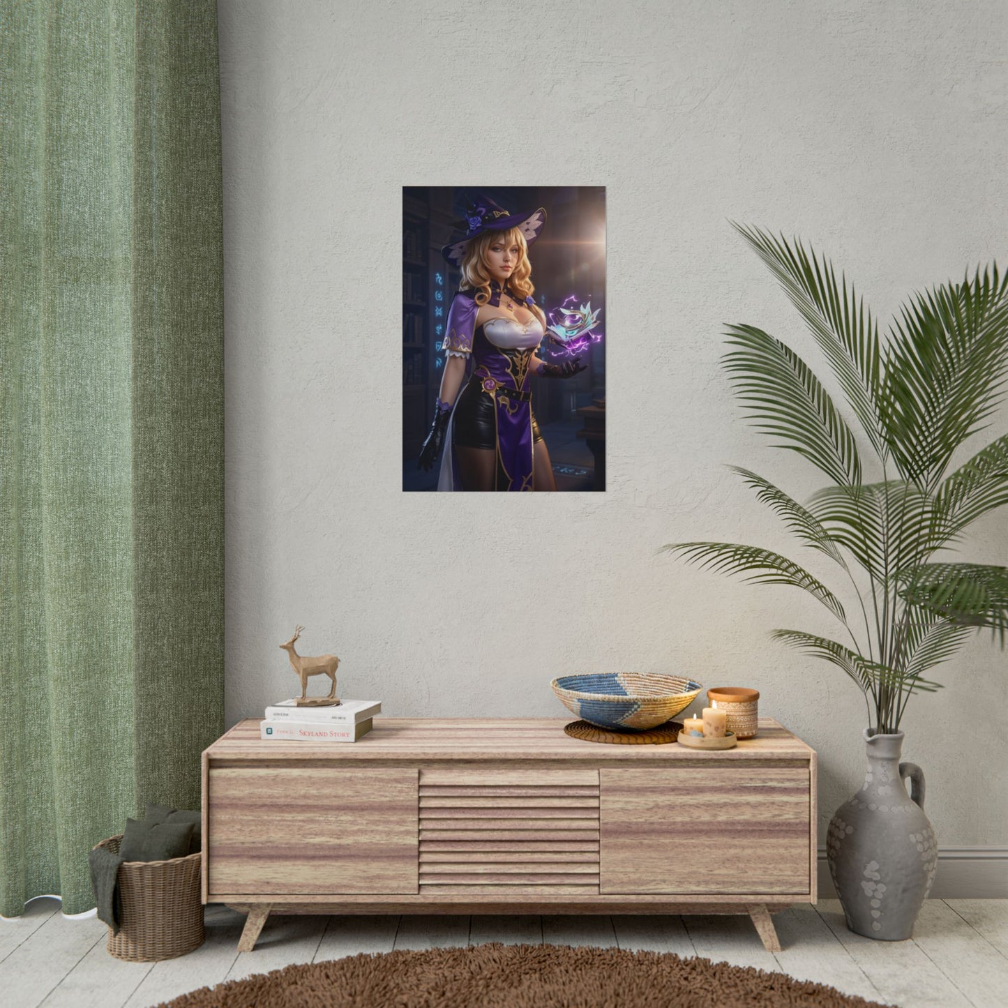 Lisa Poster, Genshin Impact Art Print – Iconic Electro Mage Heroine stylish gaming room wall art featuring confident magical heroine
