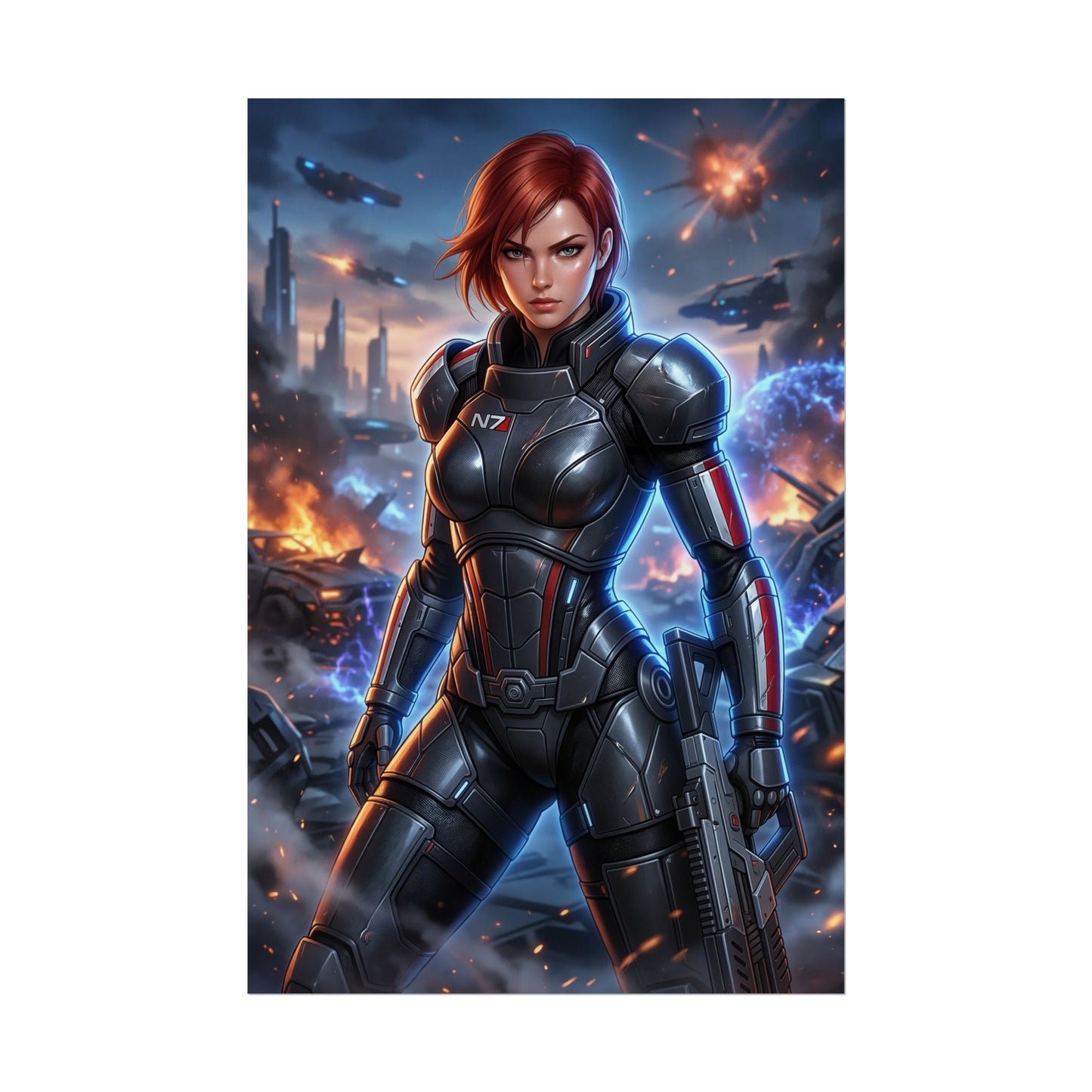 Commander Shepard Mass Effect Poster Sci Fi Woman Wall Art Space Soldier Print Futuristic Character Gaming Room Decor Gift