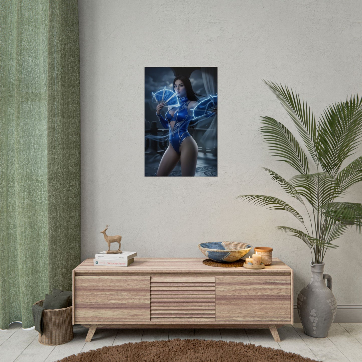 Kitana Mortal Kombat Poster, Mortal Kombat Wall Art, Blue Ninja Girl Print, Fighting Game Decor, Gamer Gift