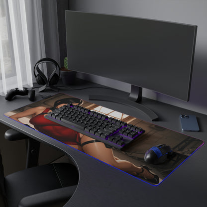 Килимок для столу Ada Wong – світлодіодний RGB-підкладка, ігрова конфігурація з аніме-дівчиною Spy Waifu