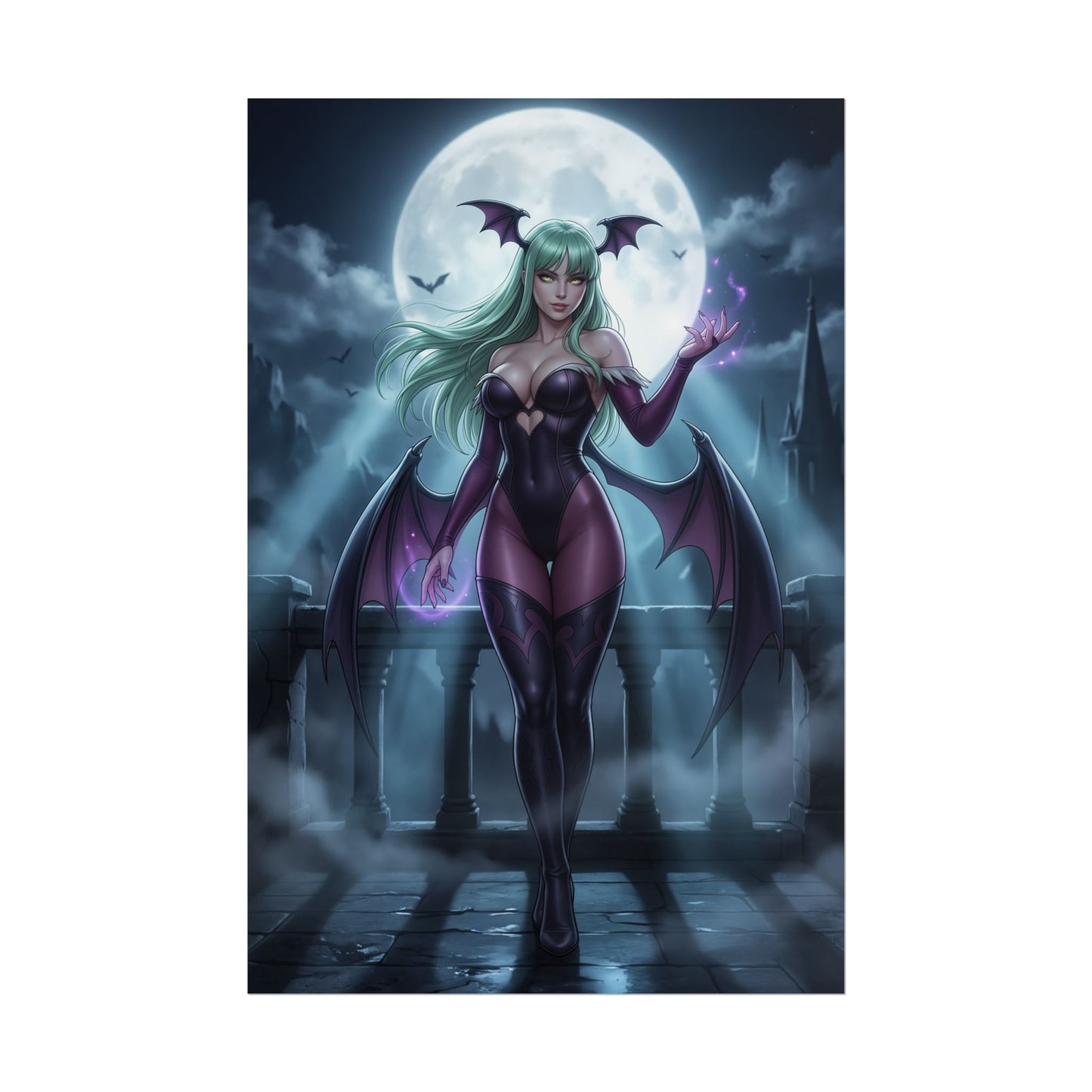 Morrigan Aensland Darkstalkers Poster Vampire Succubus Woman Wall Art Fantasy Character Print Gaming Room Decor Gift