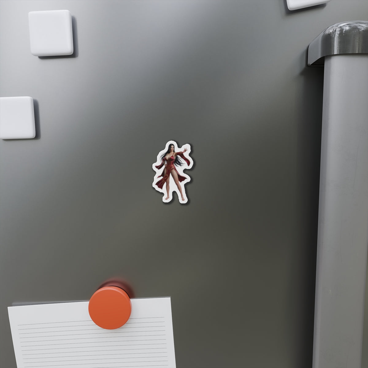 Boa Hancock Magnet – One Piece Anime Heroine Fridge Magnet, Pirate Decor small die-cut vinyl magnet on gray fridge showcasing Boa Hancock artwork