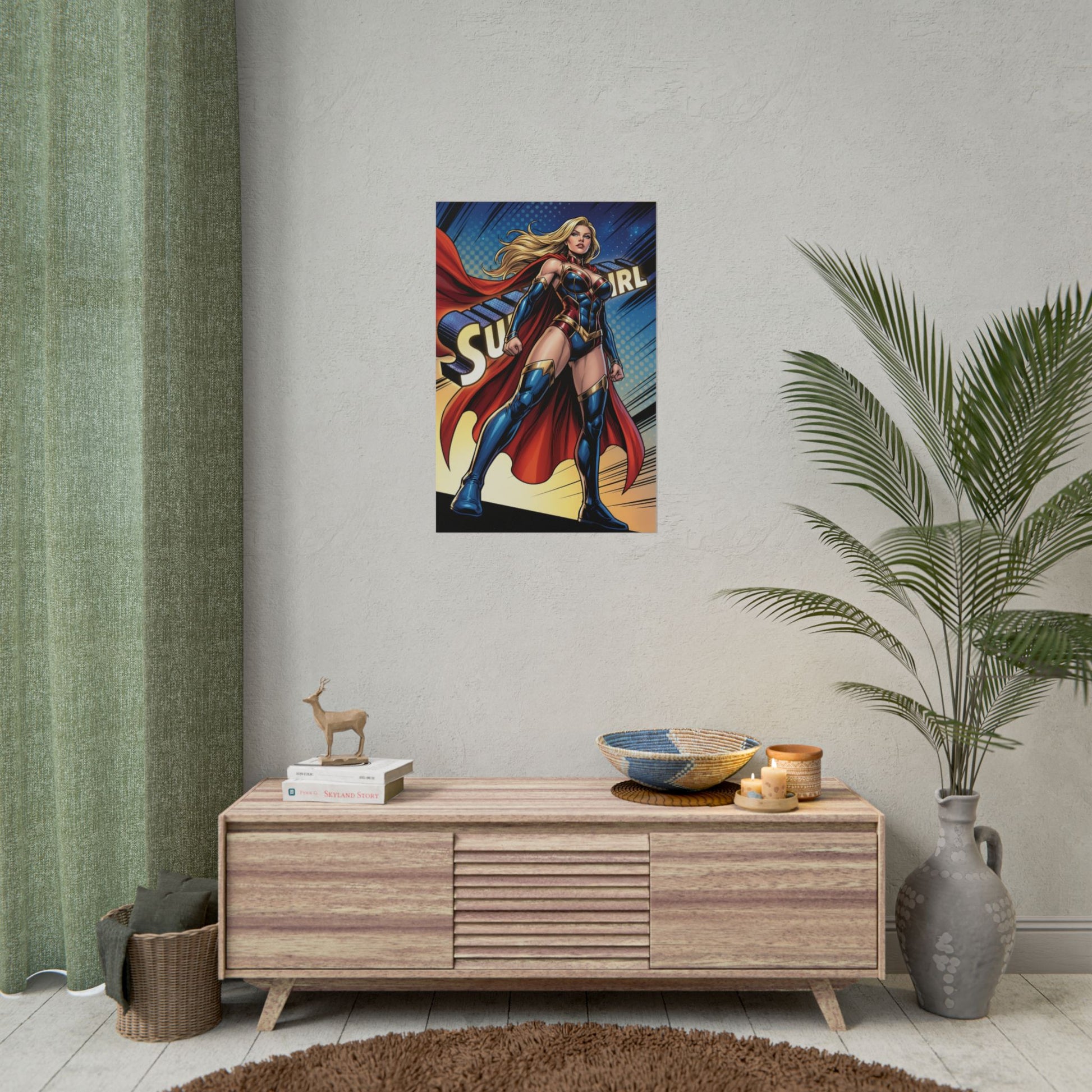 Supergirl Poster / Supergirl Wall Art / Supergirl Art Print / DC Comics Poster - vibrant Supergirl wall art showing heroic pose in dramatic sky, ideal for fans