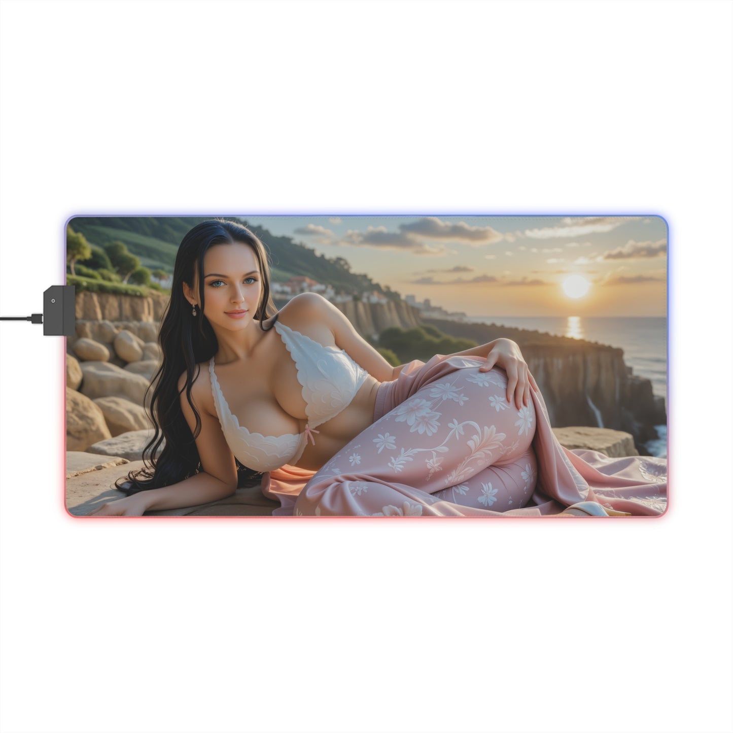 Nico Robin Desk Mat – LED RGB Pad, Elegant Waifu Anime Girl Gaming Setup