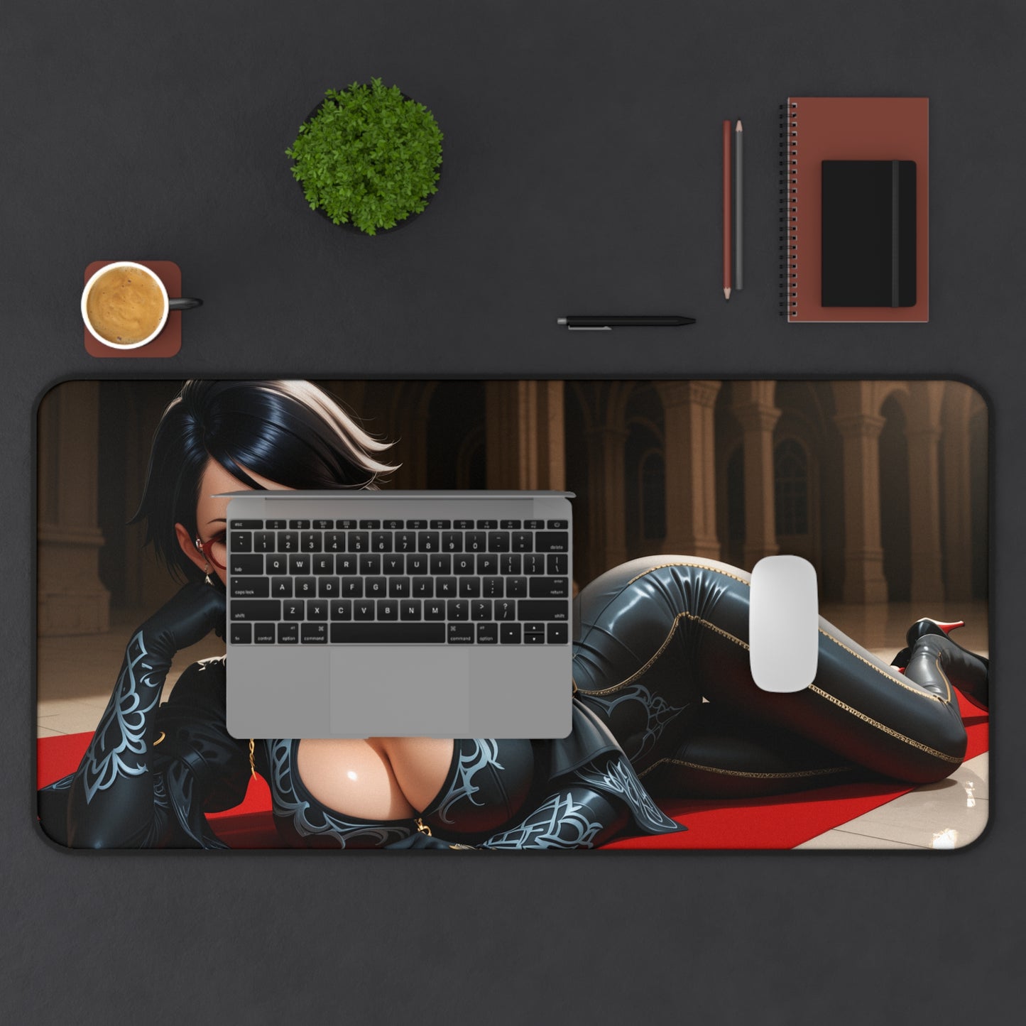 Bayonetta-Schreibtischunterlage, stylisches Mauspad im Stil der Actionspielheldin, Gaming-Schreibtisch-Setup
