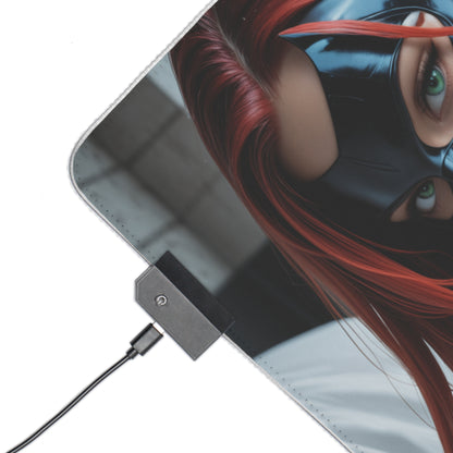Batgirl Desk Mat – LED RGB Pad, Waifu Hero Anime Girl Gaming Setup