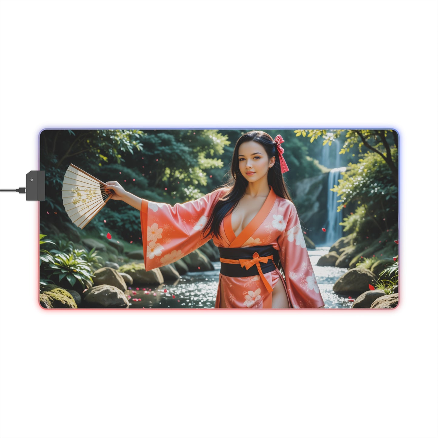 Nezuko Kamado Schreibtischunterlage – LED RGB Pad, Waifu Anime Girl Gaming Setup