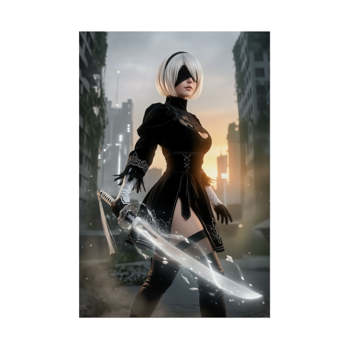 2B Nier Automata Art Print, Sci Fi Game Poster, Android Woman Wall Decor, Gamer Room Setup, Gift for Gamer