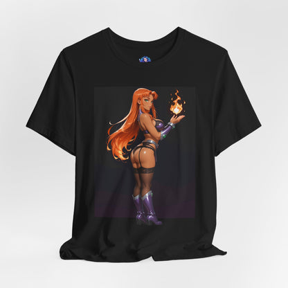 Starfire-T-Shirt mit Grafik | DC Comics-T-Shirt für Otakus und Cosplay-Fans | Sexy Alien-Heldin-Shirt