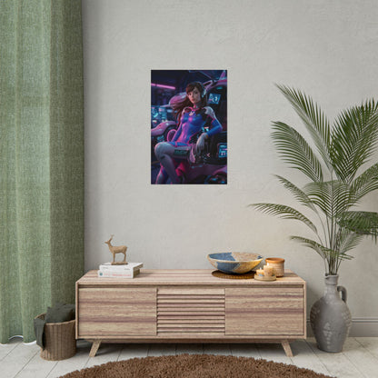 D.Va Overwatch Poster, Overwatch Wandkunst, Gamer Girl Deko, Esports Zimmer Wandkunst, Gaming Setup Poster