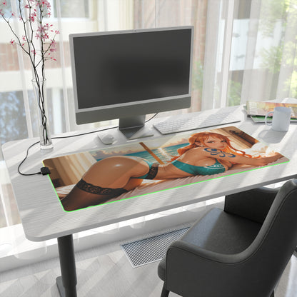 Nami Desk Mat – LED RGB Pad, Waifu Anime Girl Gaming Setup