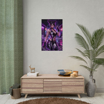 Juri Han Street Fighter Poster Anime Fighter Woman Wall Art Purple Hair Girl Print Fighting Game Character Gaming Room Decor Gift