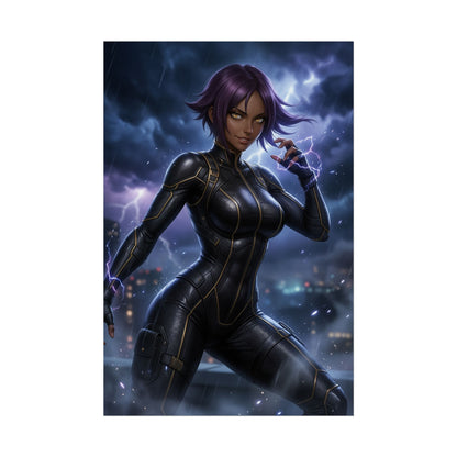 Yoruichi Poster Bleach Wall Art Anime Woman Print Purple Hair Girl Decor Ninja Cat Form Artwork Gamer Room Gift