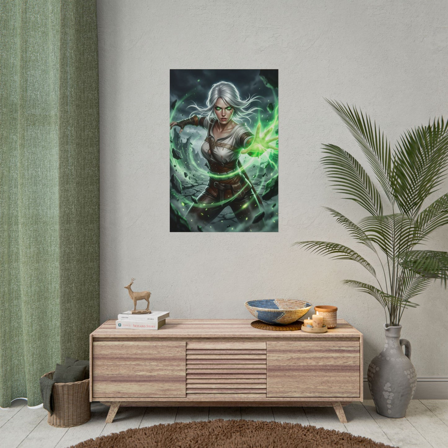 Ciri Witcher Poster Fantasy Woman Wall Art White Hair Girl Print Sword Warrior Character Gaming Room Decor Gift