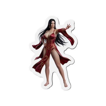 Boa Hancock Magnet – One Piece Anime Heroine Fridge Magnet, Pirate Decor, die-cut vinyl magnet showing Boa Hancock in red outfit