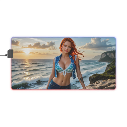 Килимок для столу Nami – світлодіодний RGB-підсвітлювальний килимок, ігровий комплект із зображенням дівчини з аніме Waifu