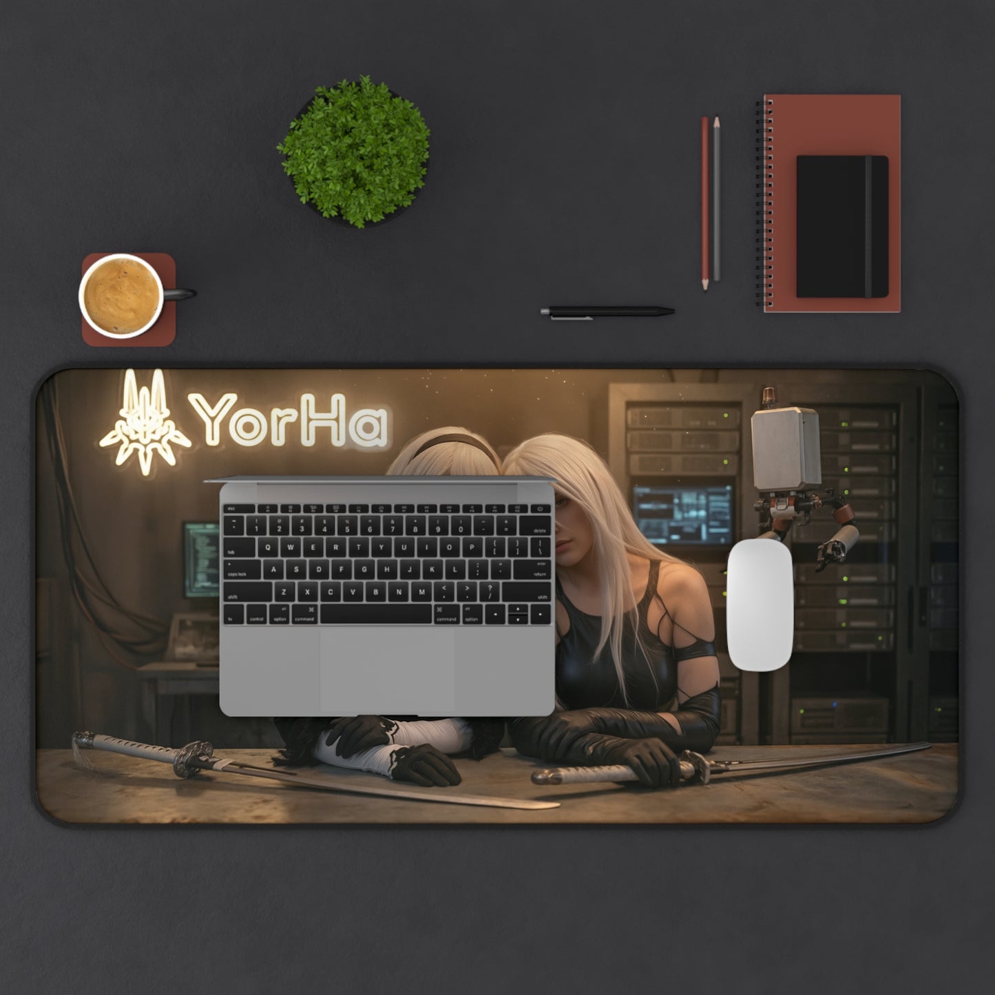 2B and A2 Gaming Mouse Pad, Nier Automata Desk Mat, Anime Android Girl Setup