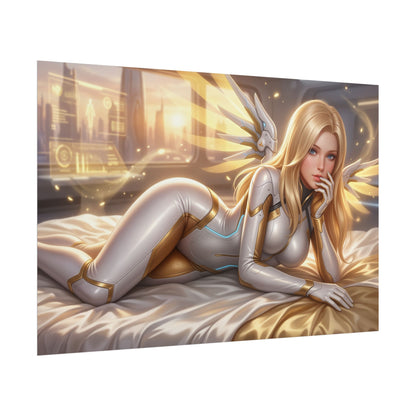 Mercy Overwatch Poster, Gaming Wall Art, Fantasy Print Decor