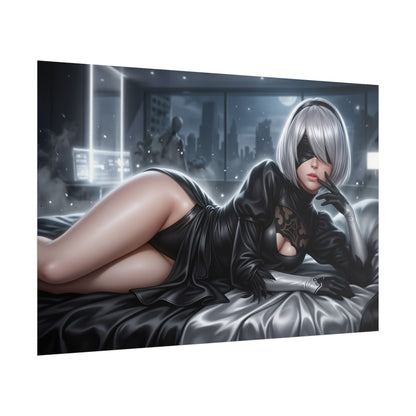 2B Nier Automata Poster, Gaming Wall Art, Sci Fi Anime Print Decor