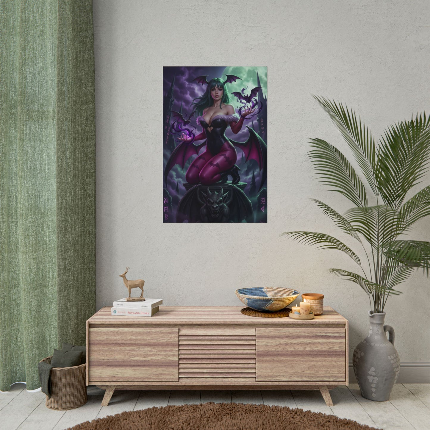 Morrigan Aensland Poster, Darkstalkers Art Print, Iconic Gothic Character - bold gaming art print on living room wall