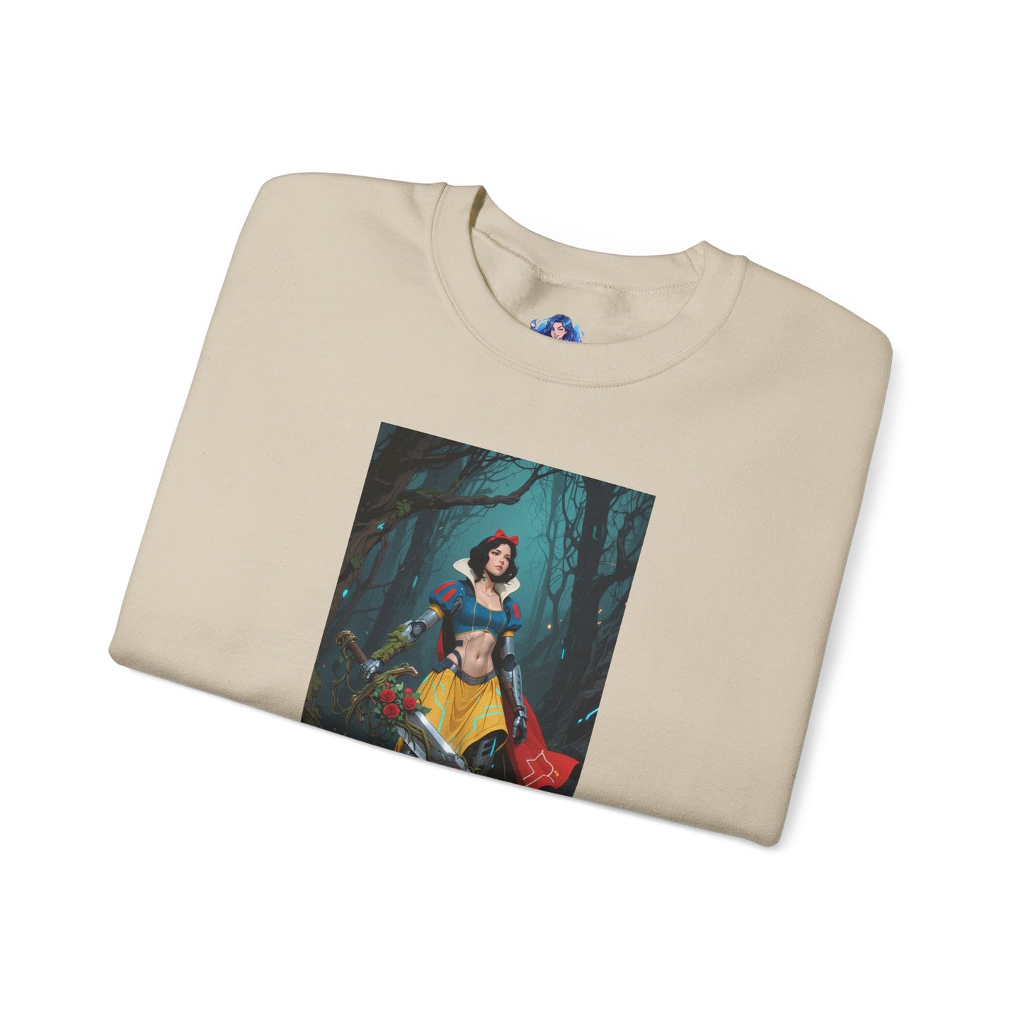 Cyber Snow White Sweatshirt, Futuristic Fairy Tale Crewneck, Stylish Gaming Streetwear for Fans