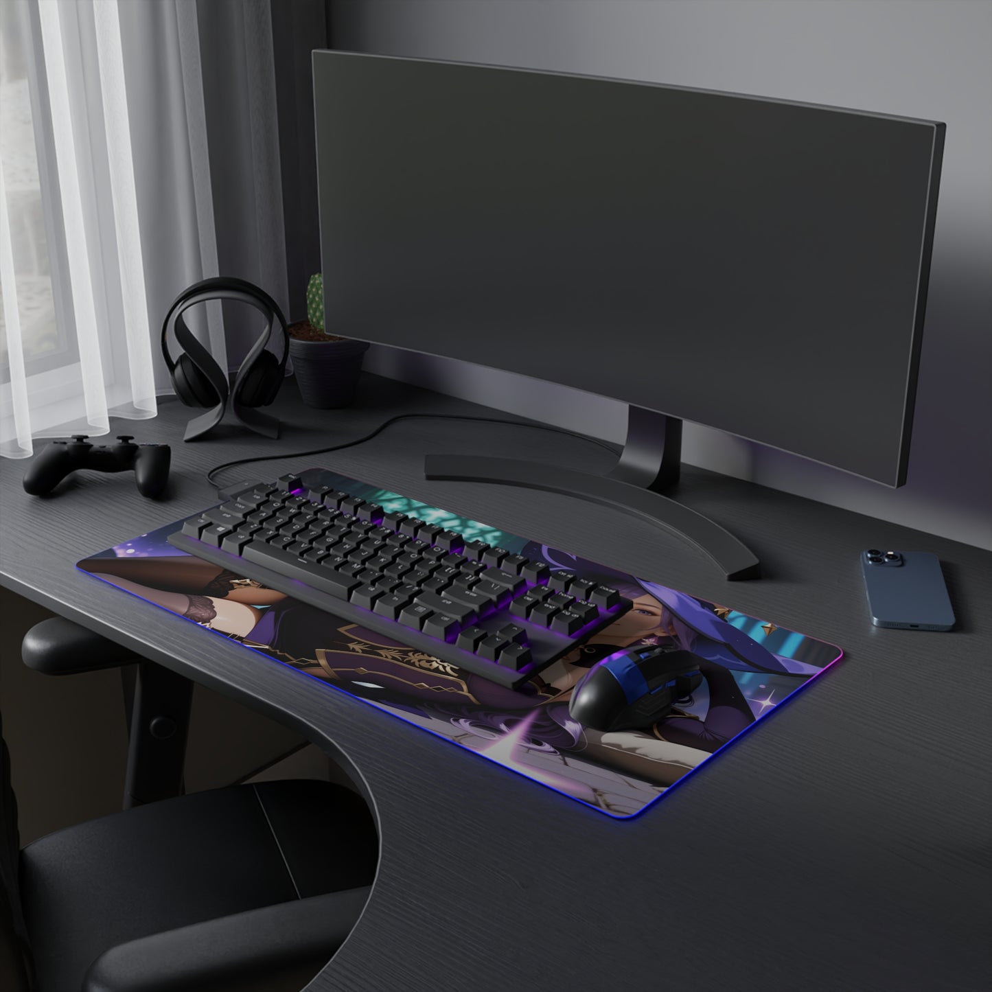 Килимок для столу Lisa Minci – світлодіодний RGB-підсвітлювальний килимок, ігровий комплект для дівчат з аніме Waifu